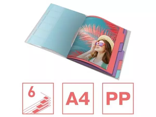 Een Esselte Colour'Breeze sorteermap, PP, ft A4, 6 tabs, assorti koop je bij ShopXPress