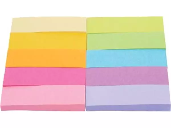 Een Post-It notes markers, 50 blaadjes, pak van 10 blokken, geassorteerde kleuren koop je bij ShopXPress