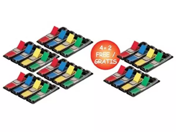 Een Post-it Index Smal, ft 11,9 x 43,2 mm, blister met 4 kleuren, 35 tabs per kleur, 4 + 2 blisters gratis koop je bij ShopXPress