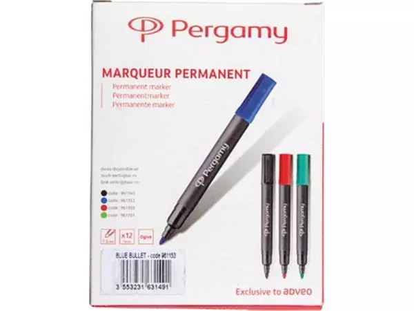 Een Pergamy permanent marker met ronde punt, blauw koop je bij ShopXPress