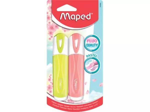 Een Maped markeerstift Color'Peps, geassorteerde pastelkleuren, 2 stuks op blister koop je bij ShopXPress