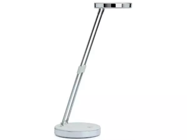 Een MAUL bureaulamp LED Puck op voet, verschuifbaar in hoogte, daglicht wit licht, wit koop je bij ShopXPress