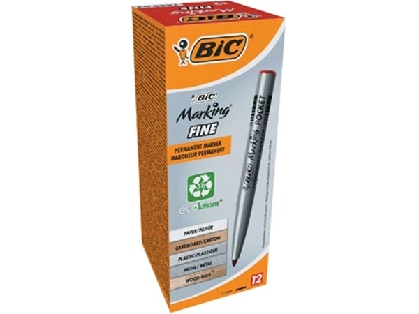 Een Bic permanent marker ECOlutions, schrijfbreedte 1,1 mm, fijne punt, rood koop je bij Supplierz BV