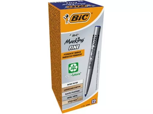 Een Bic permanent marker ECOlutions, schrijfbreedte 1,1 mm, fijne punt, blauw koop je bij Supplierz BV