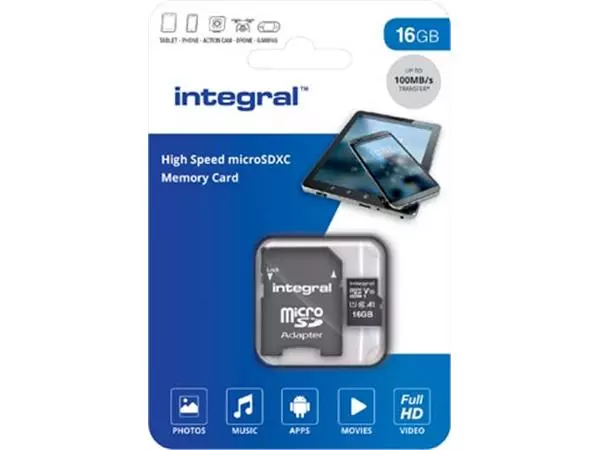 Een Integral microSDHC geheugenkaart, 16 GB koop je bij Supplierz BV