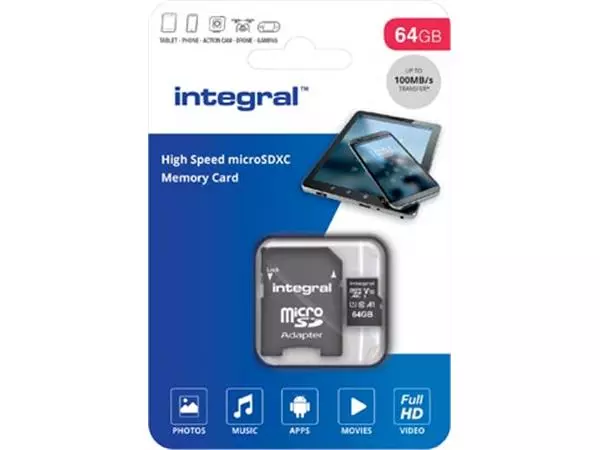 Een Integral microSDXC geheugenkaart, 64 GB koop je bij Supplierz BV