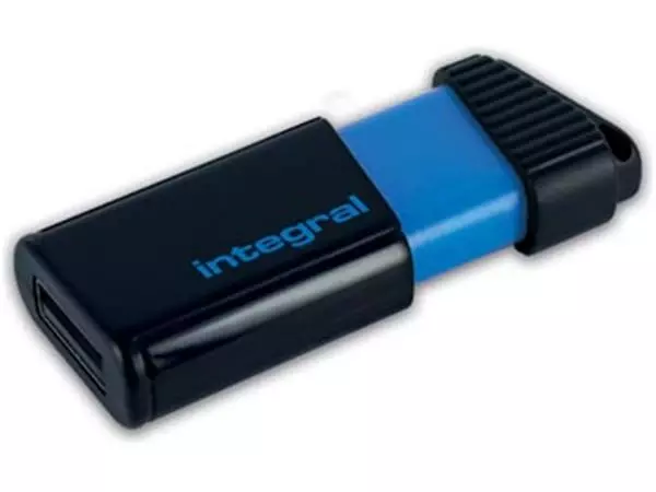 Een Integral Pulse USB 2.0 stick, 16 GB, zwart/blauw koop je bij ShopXPress