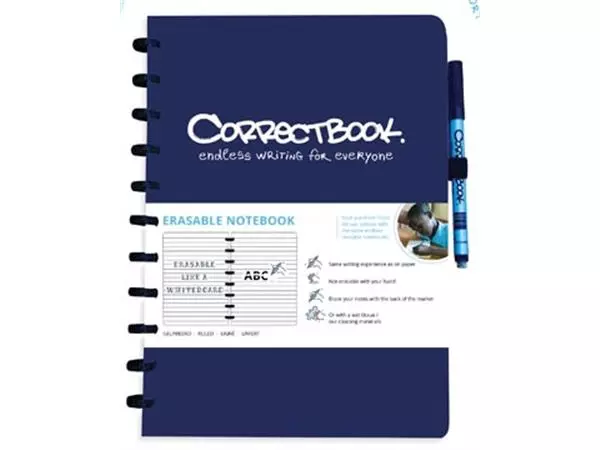 Een Correctbook A4 Original: uitwisbaar / herbruikbaar notitieboek, gelijnd, Midnight Blue (marineblauw) koop je bij ShopXPress