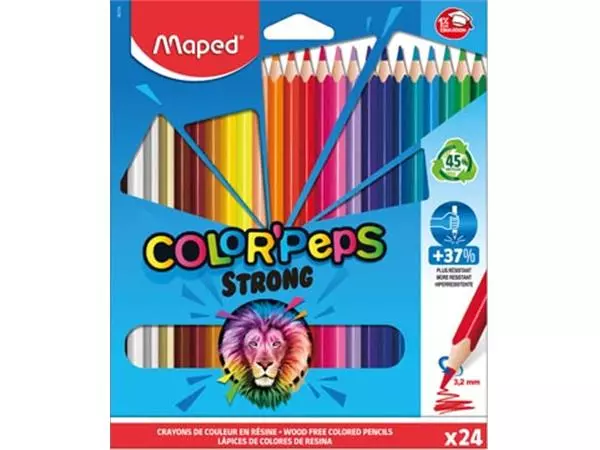 Een Maped kleurpotlood Color'Peps Strong, 24 potloden in een kartonnen etui koop je bij Supplierz BV