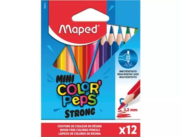 Een Maped kleurpotlood Color'Peps Mini Strong, 12 potloden in een kartonnen etui koop je bij ShopXPress