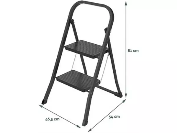 Een Brasq trapladder SL200, metaal, zwart, 2 treden koop je bij Supplierz BV