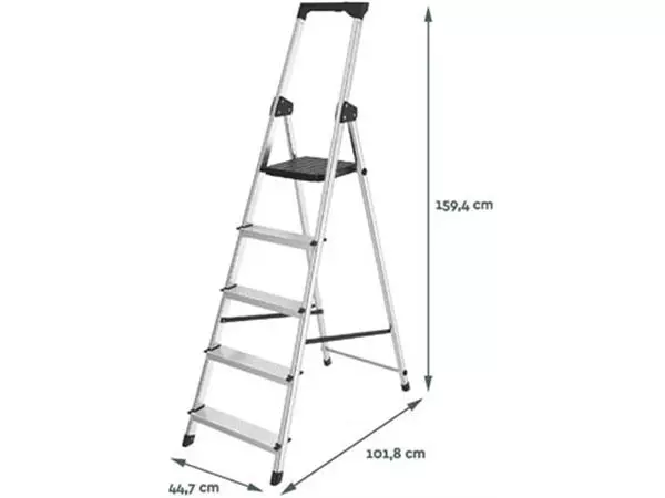 Een Brasq trapladder SL500, aluminium, zilver, 5 treden koop je bij ShopXPress