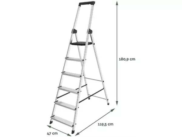 Een Brasq trapladder SL600, aluminium, zilver, 6 treden koop je bij Supplierz BV