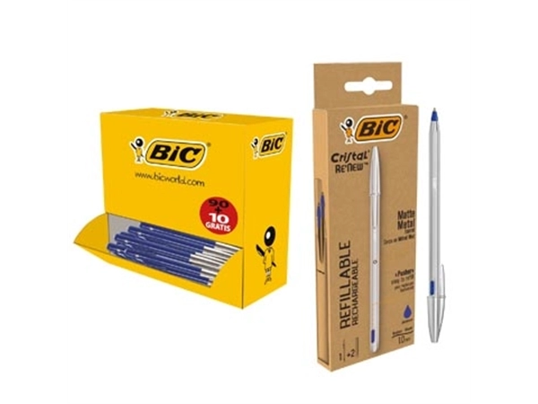 Een ACTIE BIC: 1 x M10 Clic voordeelpak blauw (ref. 896041) + GRATIS 1 x balpen Cristal Re-new (ref. 997202) koop je bij ShopXPress