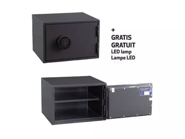 Een ACTIE DE RAAT SECURITY: 1 x DRS Global 2 E, elektronisch cijferslot, 26 l + GRATIS 1 x Led Lampje koop je bij ShopXPress