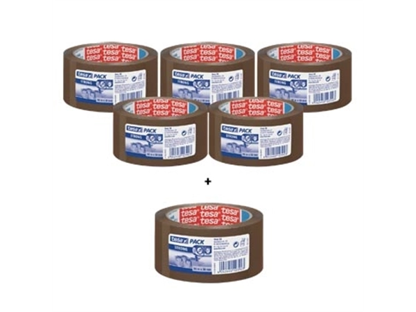 Een ACTIE TESA VERPAKKINGSPLAKBAND STRONG, FT 50 MM x 60 MM, BRUIN (Ref. 57168) 5 + 1 GRATIS koop je bij ShopXPress