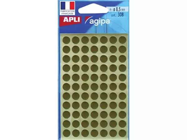 Een Agipa ronde etiketten in etui diameter 8 mm, goud, 308 stuks, 77 per blad koop je bij ShopXPress