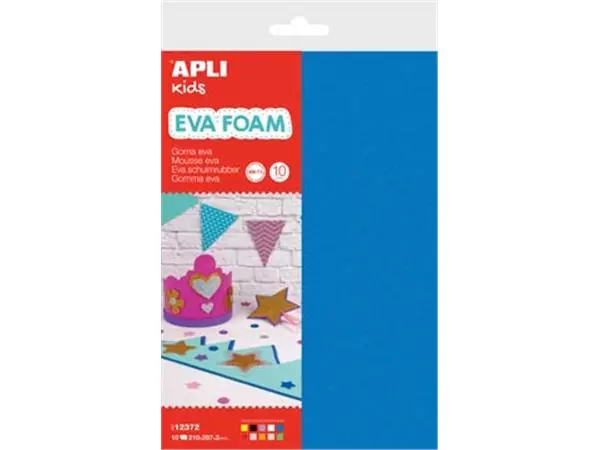 Een Apli Kids schuimrubber ft 20 x 30 cm, pak met 10 vellen in geassorteerde kleuren koop je bij ShopXPress