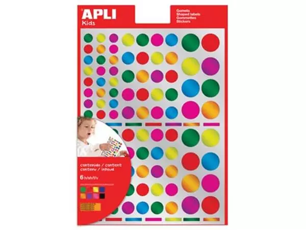 Een Apli Kids stickers, cirkel, blister met 624 stuks in geassorteerde metallic kleuren en groottes koop je bij ShopXPress