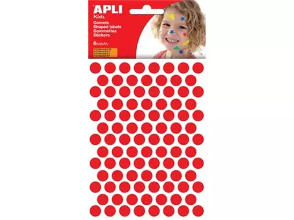 Een Apli Kids stickers, cirkel diameter 10,5 mm, blister met 528 stuks, rood koop je bij ShopXPress