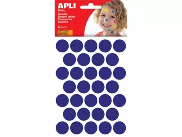 Een Apli Kids stickers, cirkel diameter 20 mm, blister met 180 stuks, blauw koop je bij ShopXPress