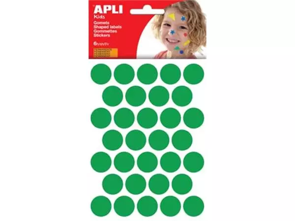 Een Apli Kids stickers, cirkel diameter 20 mm, blister met 180 stuks, groen koop je bij ShopXPress