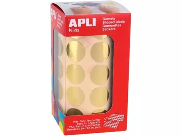 Een Apli Kids stickers op rol, cirkel diameter 20 mm, 1770 stuks, metallic goud koop je bij ShopXPress