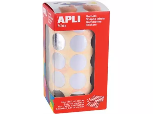 Een Apli Kids stickers op rol, cirkel diameter 20 mm, 1770 stuks, metallic zilver koop je bij ShopXPress