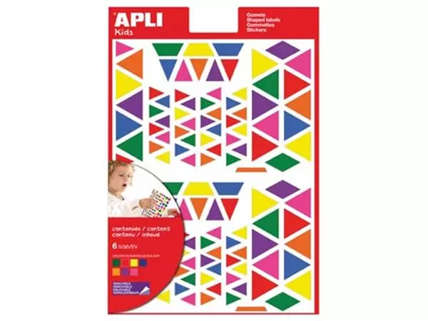 Een Apli Kids verwijderbare stickers, driehoek, blister met 720 stuks in geassorteerde kleuren en groottes koop je bij ShopXPress