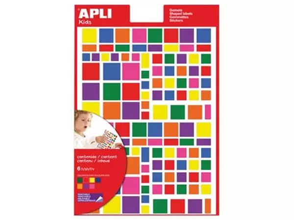 Een Apli Kids verwijderbare stickers, vierkant, blister met 756 stuks in geassorteerde kleuren en groottes koop je bij ShopXPress