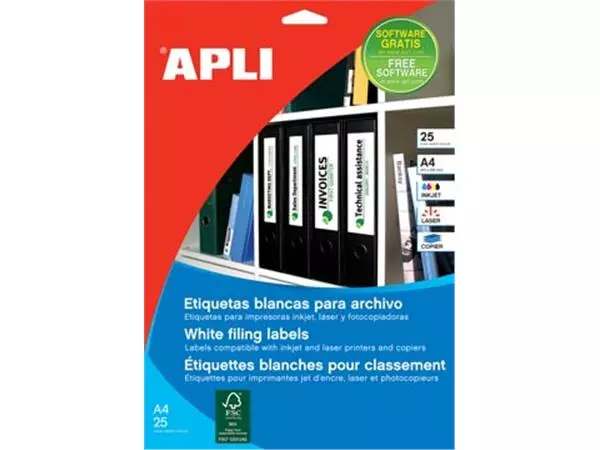 Een Apli etiketten ft 190 x 61 mm (b x h), ronde hoeken, 100 stuks, 4 per blad (1233) koop je bij ShopXPress
