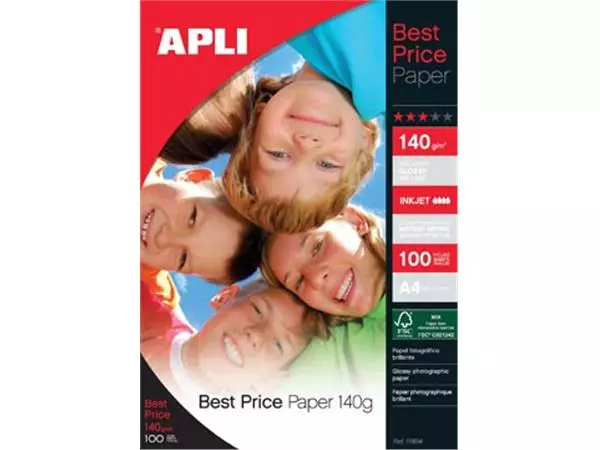 Een Apli fotopapier Best Price ft A4, 140 g, pak van 100 vel koop je bij ShopXPress