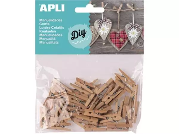 Een Apli houten mini wasknijpers, blister met 45 stuks koop je bij ShopXPress