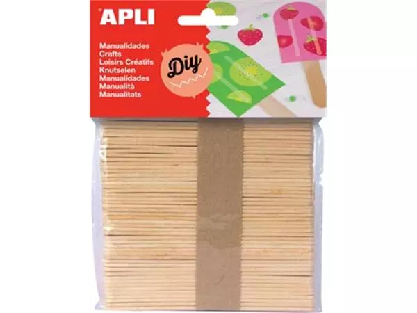 Een Apli houten sticks, blister met 50 stuks koop je bij ShopXPress