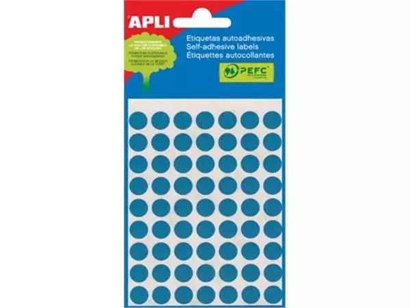 Een Apli ronde etiketten in etui diameter 10 mm, blauw, 315 stuks, 63 per blad (2052) koop je bij ShopXPress