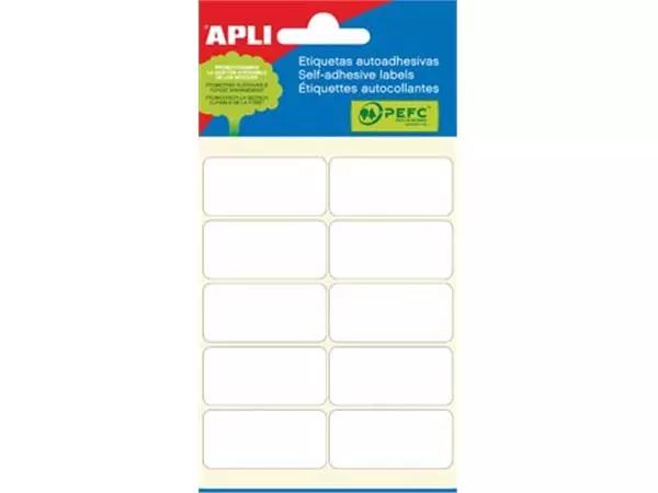 Een Apli witte etiketten ft 19 x 40 mm (b x h), 60 stuks, 10 per blad (2676) koop je bij ShopXPress