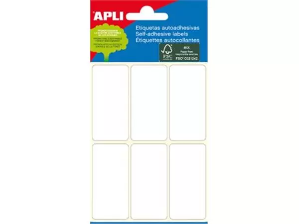 Een Apli witte etiketten ft 26 x 54 mm (b x h), 36 stuks, 6 per blad (2681) koop je bij ShopXPress