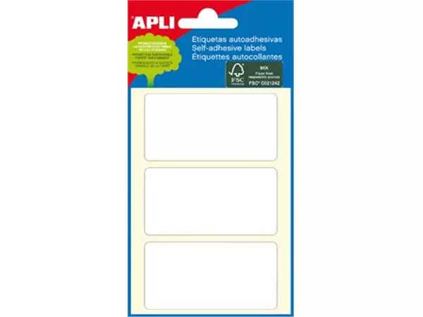 Een Apli witte etiketten ft 34 x 67 mm (b x h), 18 stuks, 3 per blad (2684) koop je bij ShopXPress