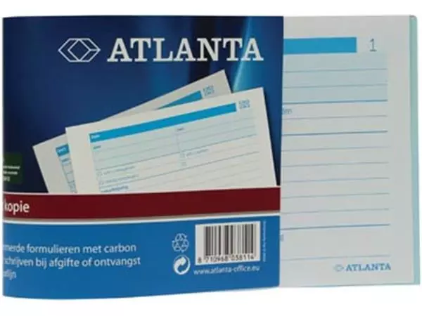 Een Atlanta by Jalema bonboekjes genummerd 1-100, 100 blad in tweevoud, met carbon koop je bij ShopXPress