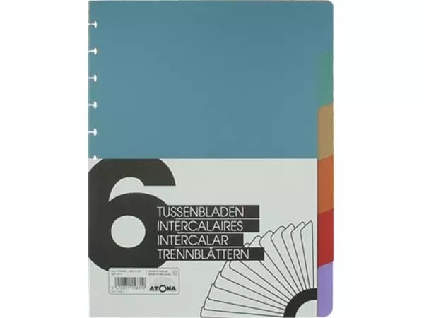 Een Atoma tabbladen, voor A4+ schriften, uit PP, set van 6, geassorteerde kleuren koop je bij ShopXPress