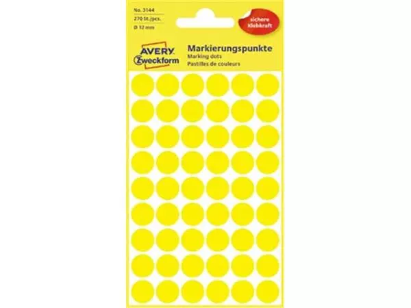 Een Avery Ronde etiketten diameter 12 mm, geel, 270 stuks koop je bij ShopXPress