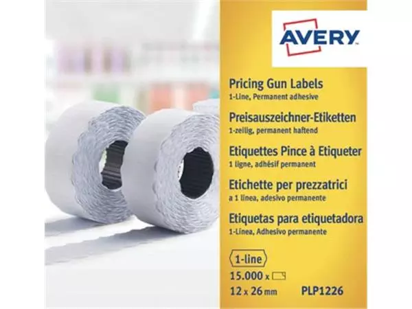 Een Avery YPLP1226 etiketten voor prijstang permanent, ft 12 x 26 mm, 15 000 etiketten, geel koop je bij ShopXPress