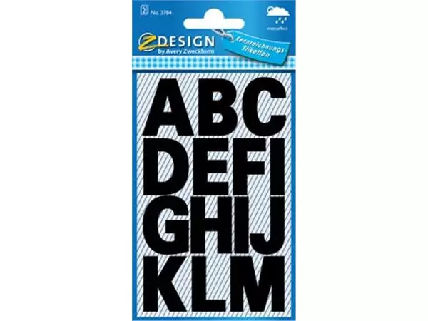 Een Avery etiketten letters A-Z groot, 2 blad, zwart, waterbestendige folie koop je bij ShopXPress