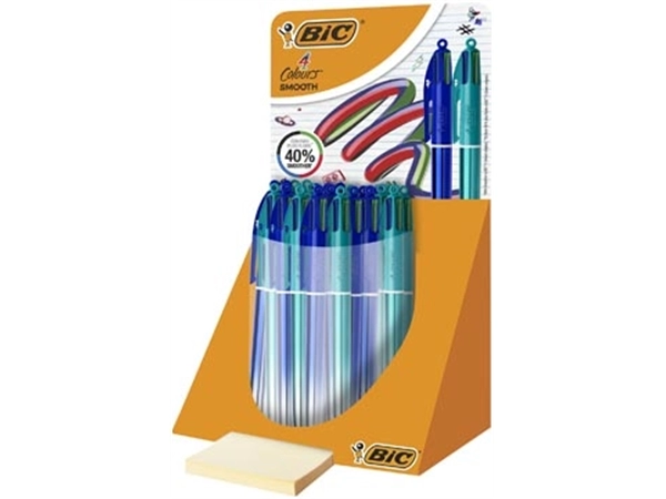 Een BIC Colours Smooth Gradiant 4-kleurenbalpen, medium, blauw en groen, display van 30 stuks koop je bij Supplierz BV