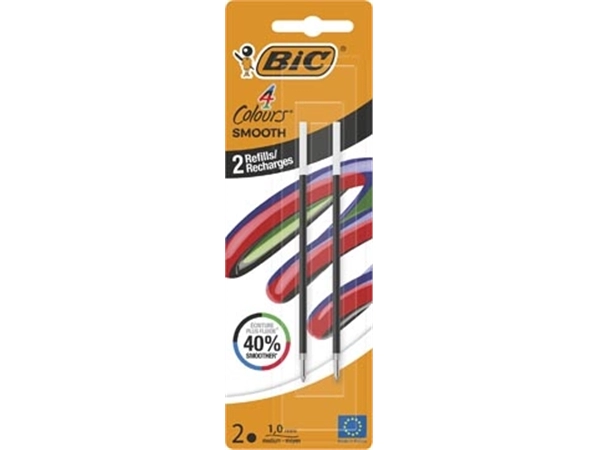 Buy your BIC vulling voor balpen 4 Colours Smooth, medium, blister van 2 stuks, zwart at Supplierz BV