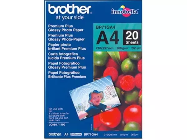 Een BROTHER fotopapier glossy, ft A4, 260 g, pak van 20 vel koop je bij ShopXPress