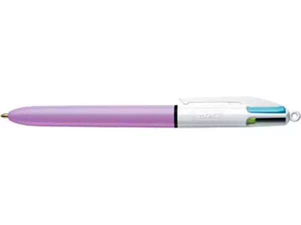 Een Bic Colours Fun 4-kleurenbalpen, medium, pastel inktkleuren, lichaam pastelroze koop je bij ShopXPress