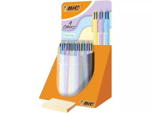 Een Bic Colours Pastel 4-kleurenbalpen, medium, klassieke inktkleuren, display van 30 stuks koop je bij ShopXPress