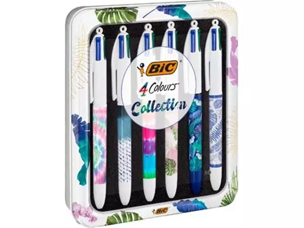 Een Bic Colours Tie - Dye 4-kleurenbalpen, medium, klassieke inktkleuren, doos van 6 stuks koop je bij ShopXPress