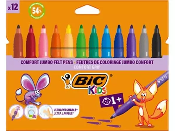 Een Bic Kids Comfort Jumbo viltstiften, etui van 12 stuks koop je bij ShopXPress